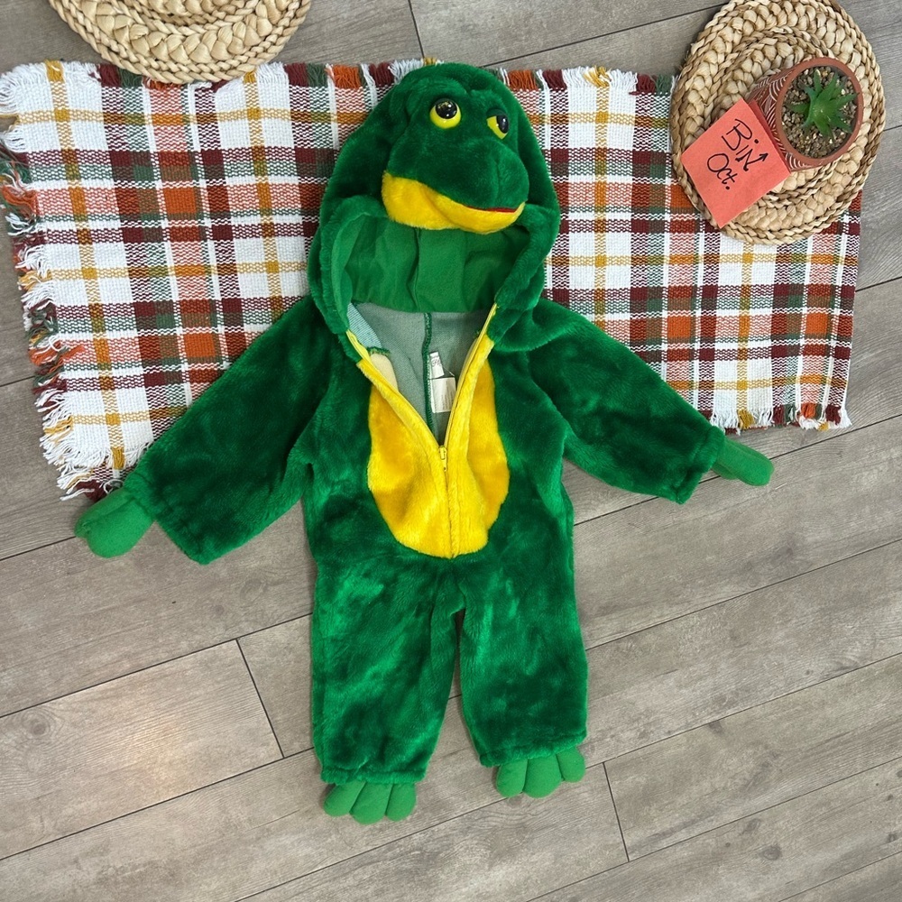 Vintage Frog Toddler Halloween Costume Chrisha Playful Plush Sz 2-4T Head Hood - Picture 16 of 16